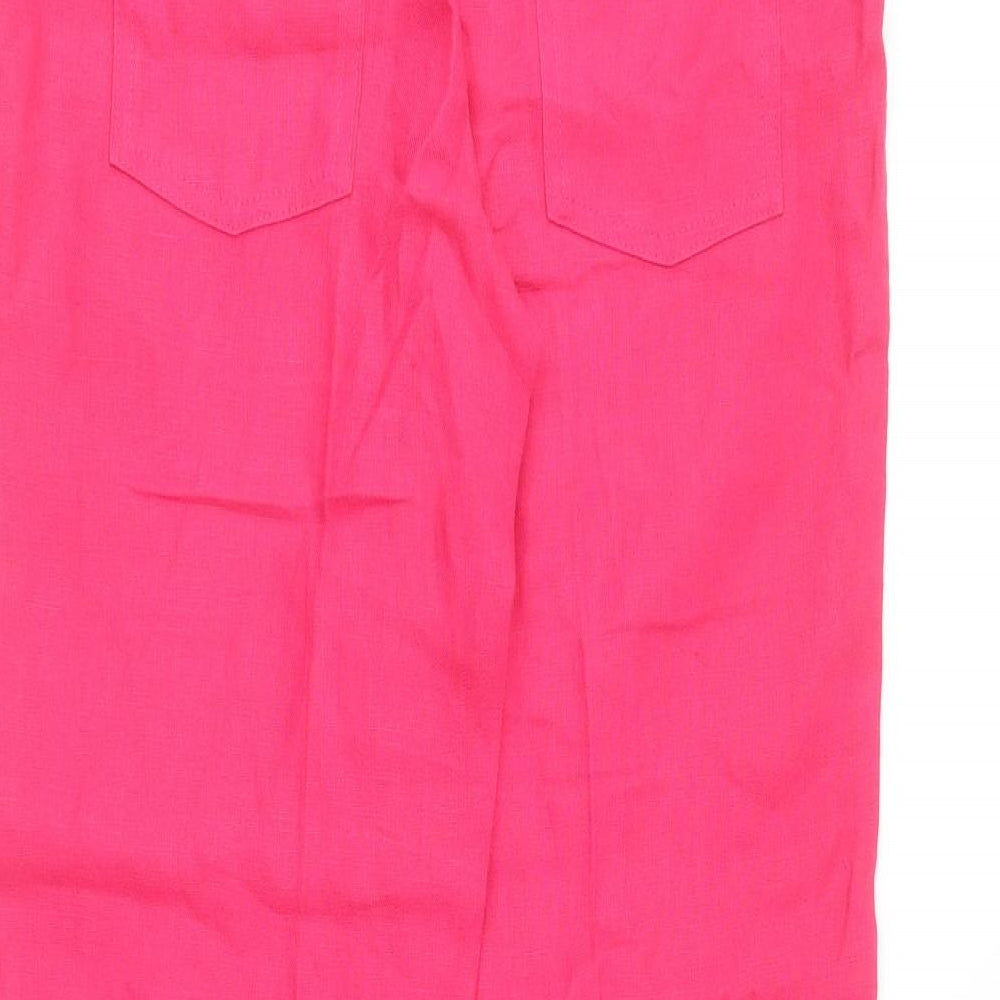 Per Una Womens Pink  Cotton Chino Trousers Size 8 L28 in Regular