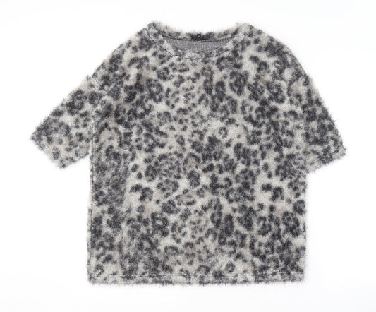 River Island Womens Multicoloured Round Neck Animal Print Polyester Pullover Jumper Size 10
