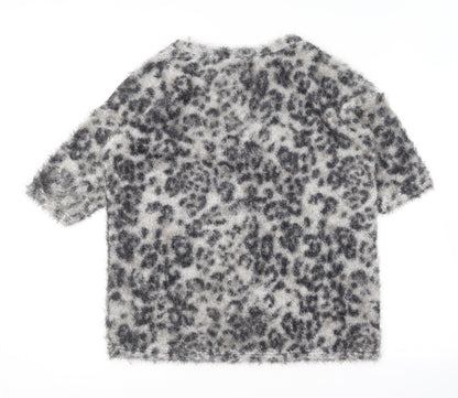 River Island Womens Multicoloured Round Neck Animal Print Polyester Pullover Jumper Size 10