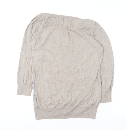 Next Womens Brown Round Neck  Cotton Pullover Jumper Size 8
