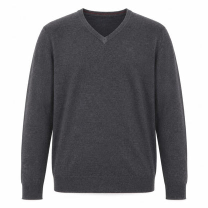 Easy Mens Grey V-Neck  Cotton Pullover Jumper Size L