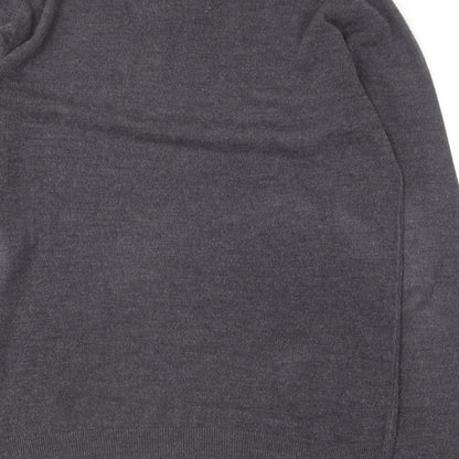 Easy Mens Grey V-Neck  Cotton Pullover Jumper Size L