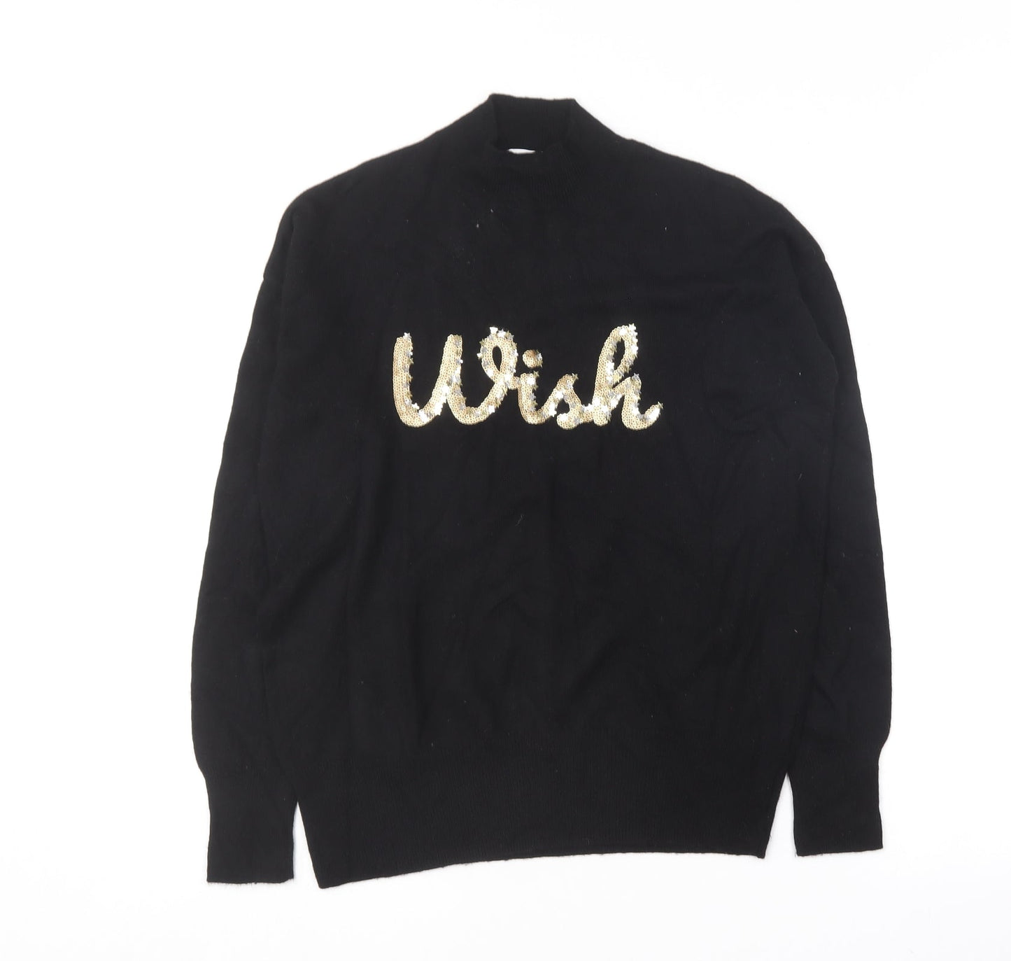 NEXT Womens Black Crew Neck  Nylon Pullover Jumper Size 12