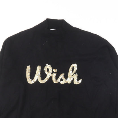 Next Womens Black Crew Neck  Nylon Pullover Jumper Size 12
