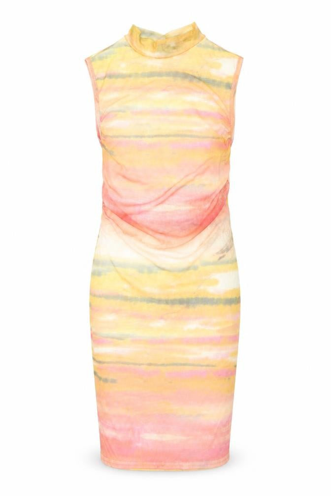 PRETTYLITTLETHING Womens Multicoloured Tie Dye Polyester Pencil Dress  Size 10  Collared