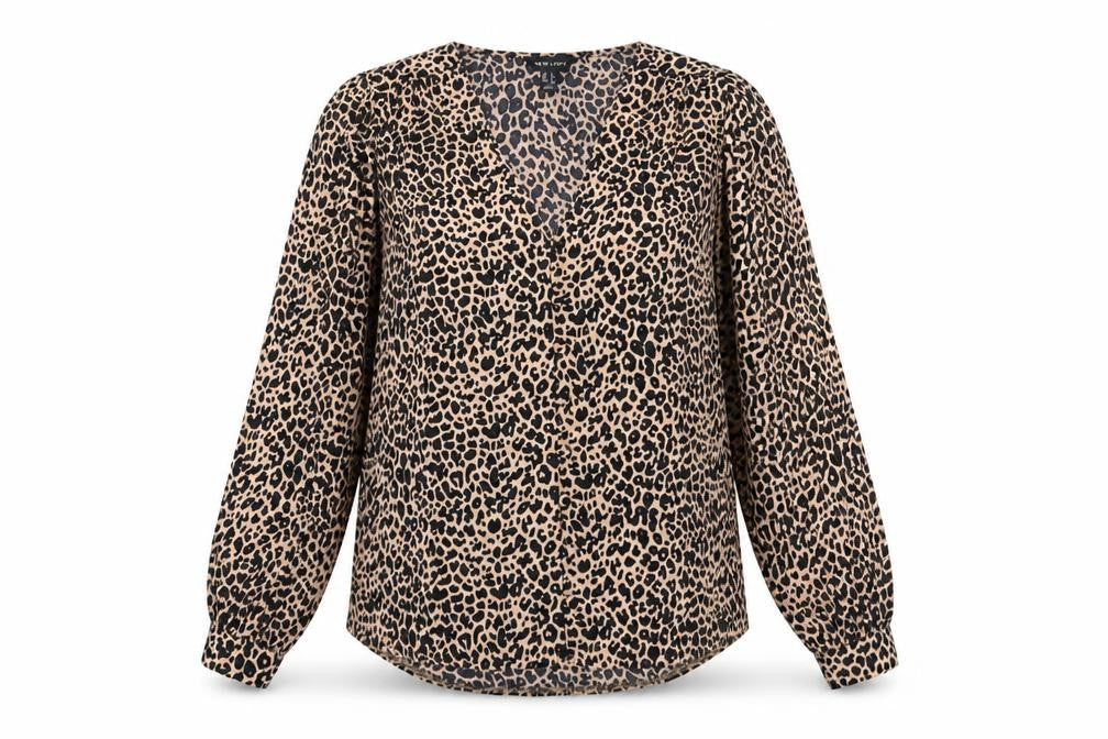 Primark Womens Multicoloured Animal Print Polyester Basic Button-Up Size 6 V-Neck