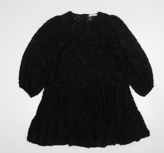 Gallery Womens Black  Polyester A-Line  Size S  Round Neck
