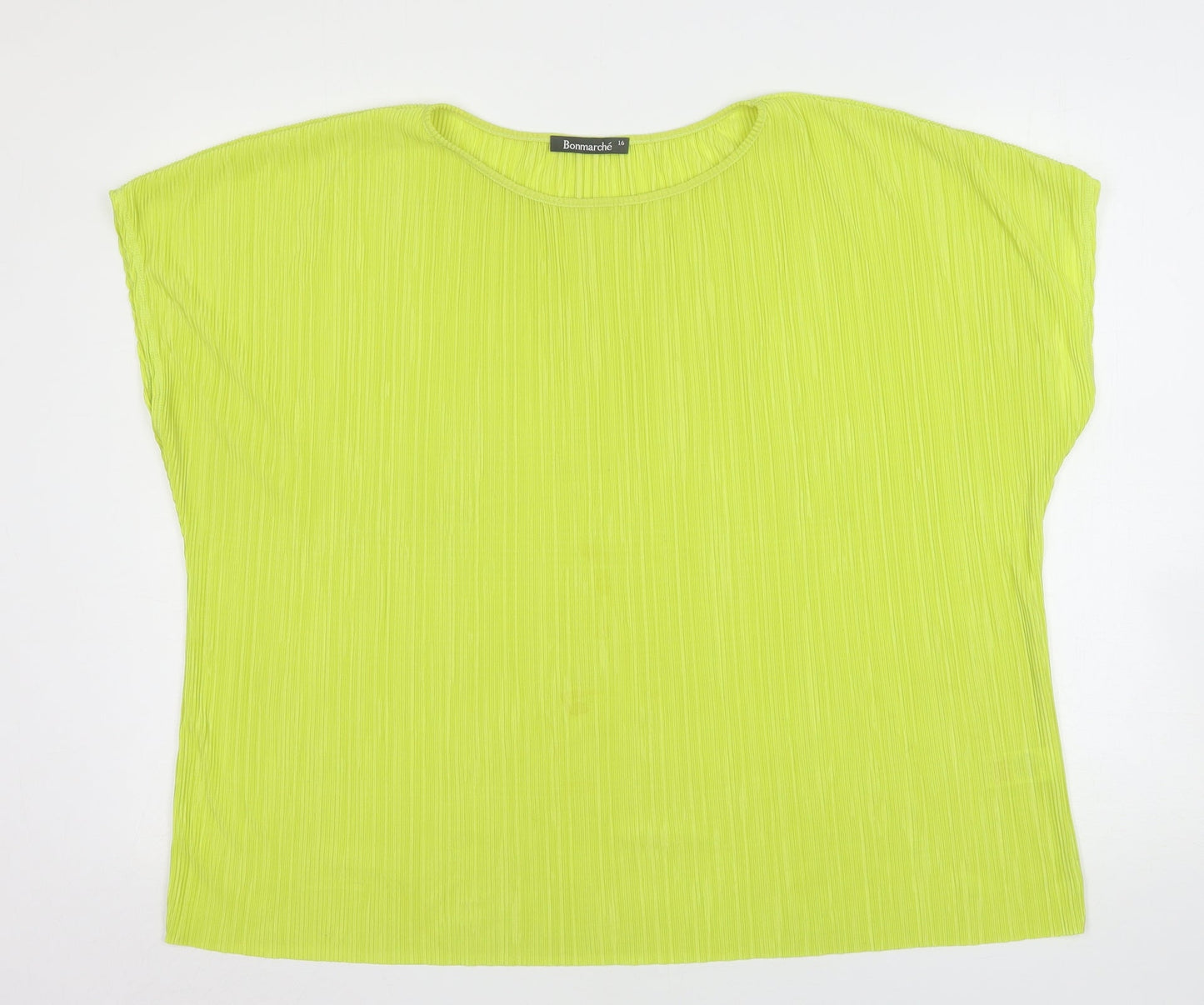 Bonmarché Womens Green  Polyester Basic Blouse Size 16 Round Neck