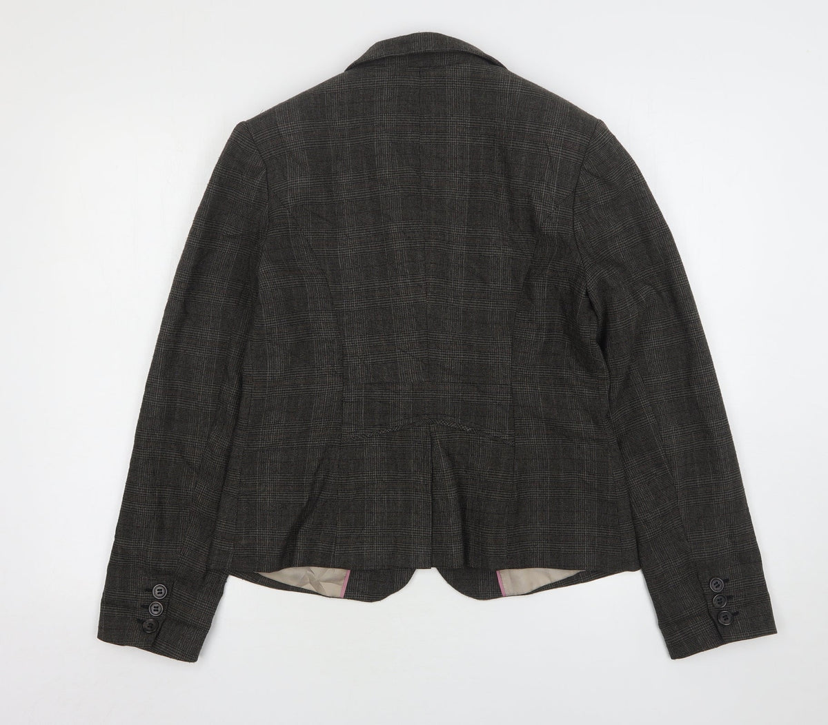 NEXT Womens Brown Houndstooth Polyester Jacket Blazer Size 12