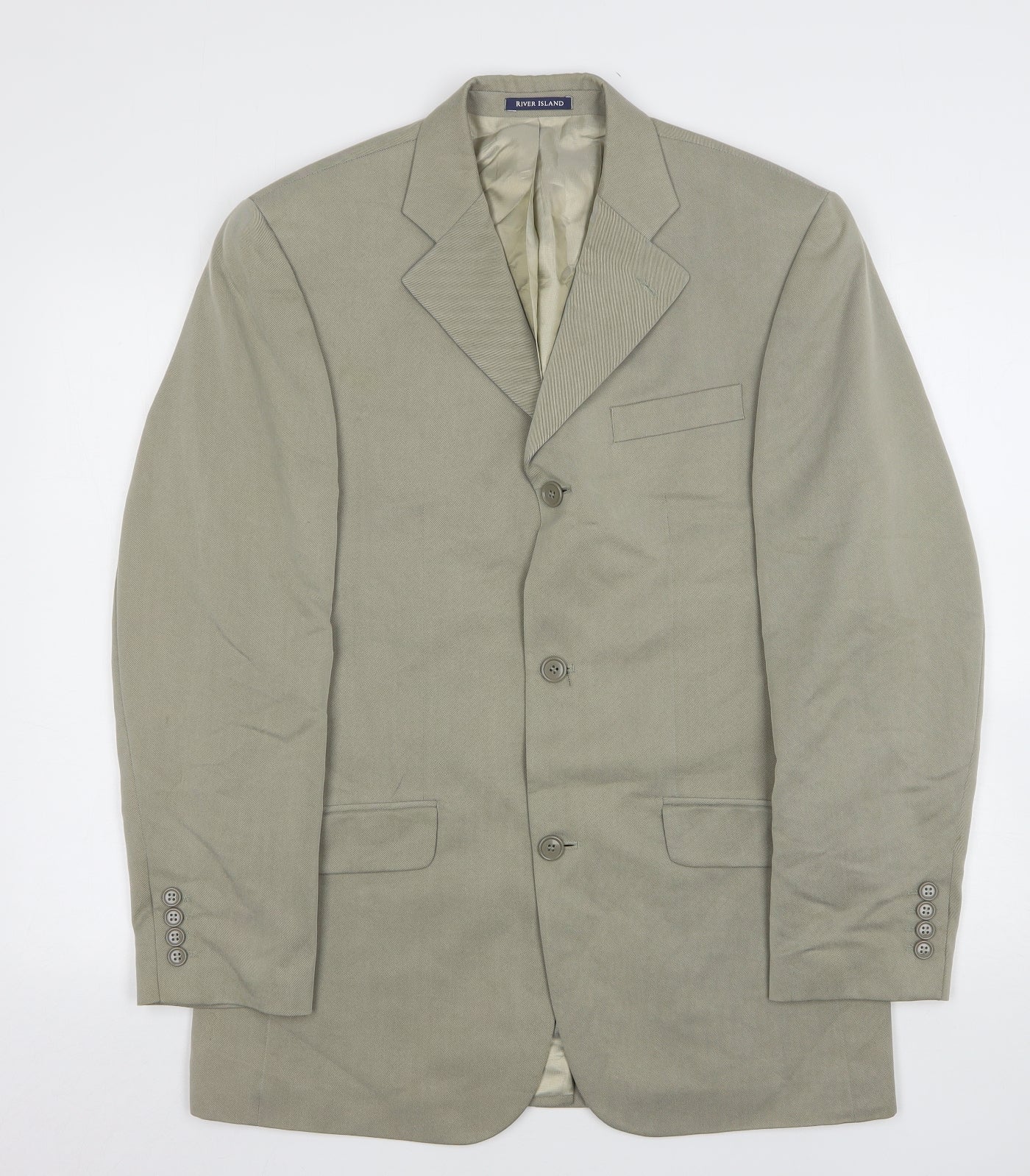 River Island  Mens Green  Lyocell Jacket Suit Jacket Size 38