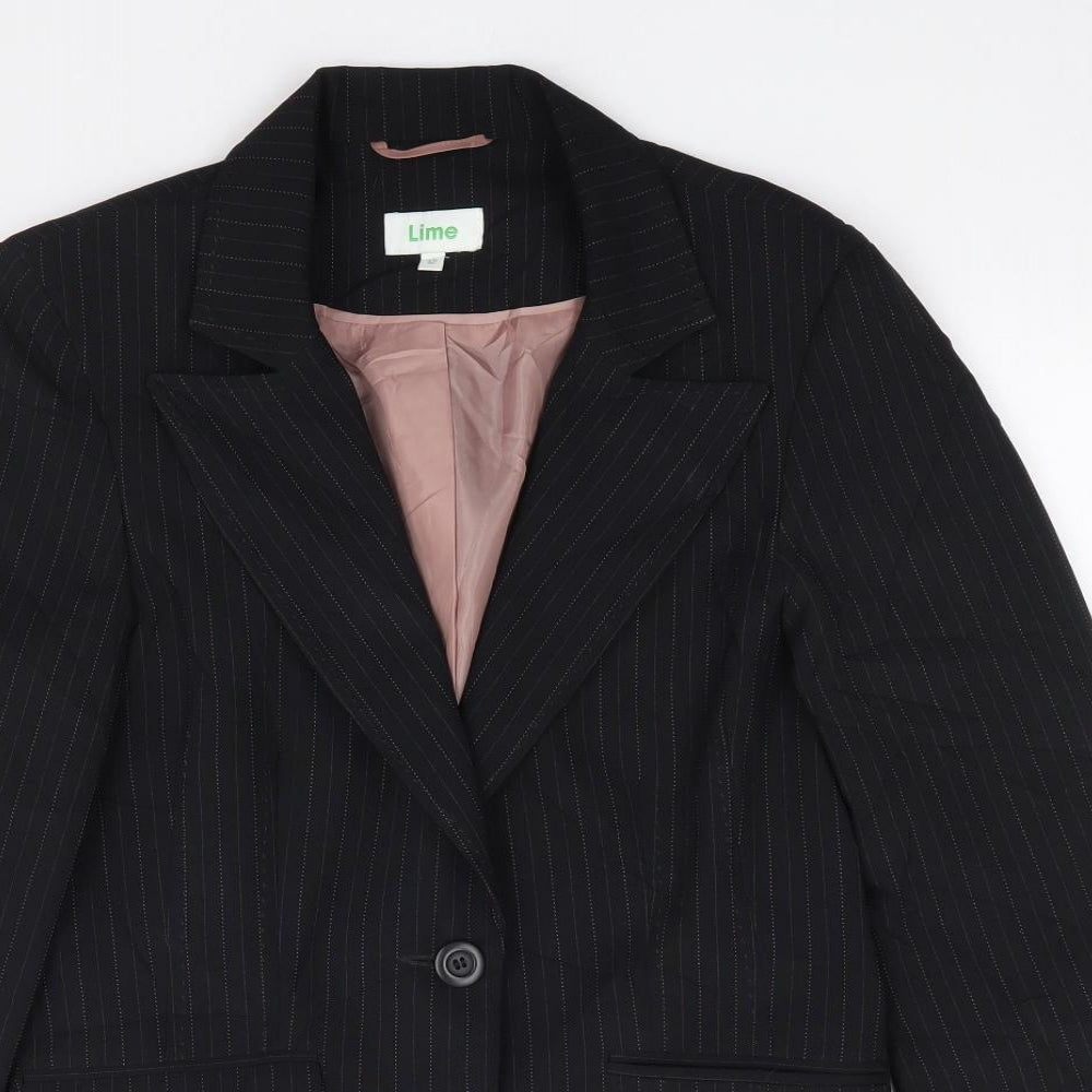 Lime Womens Black   Jacket Blazer Size 12  Button