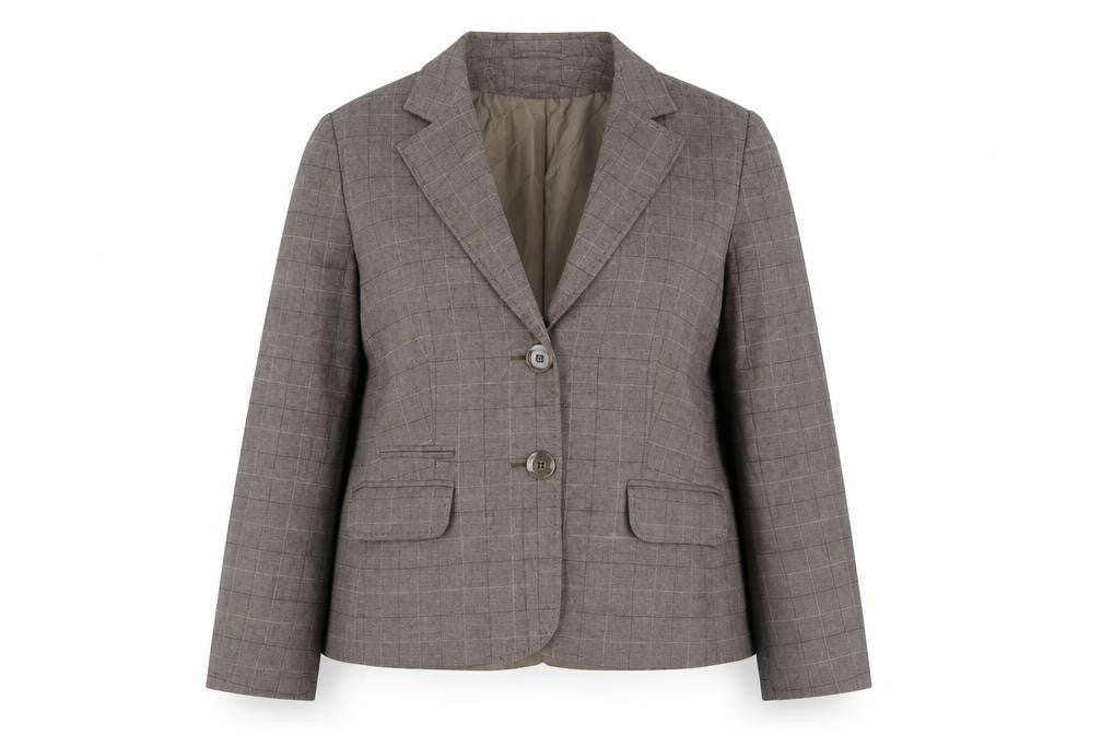 AMARANTO Womens Brown Plaid  Jacket Blazer Size 14  Button