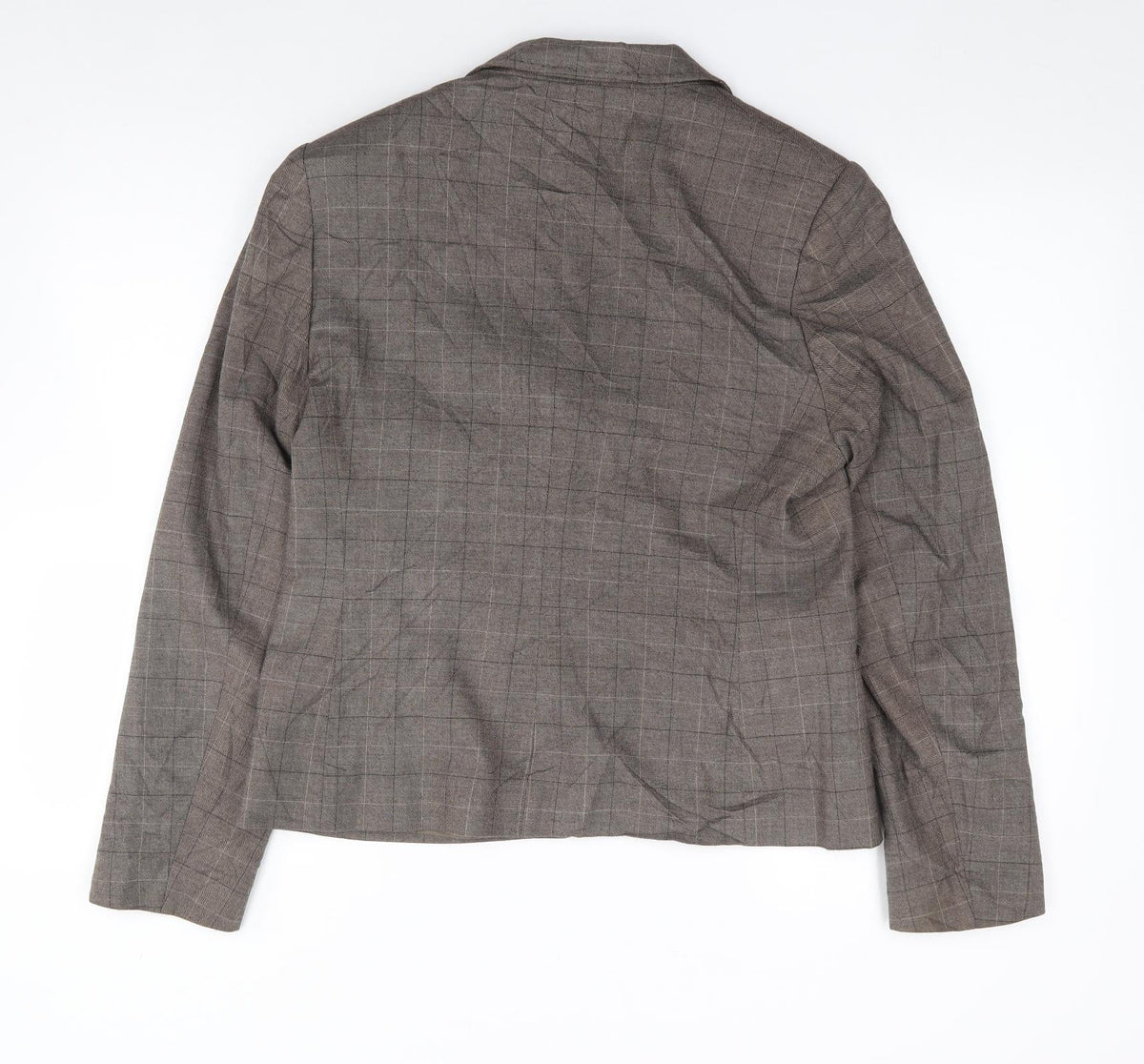 AMARANTO Womens Brown Plaid  Jacket Blazer Size 14  Button