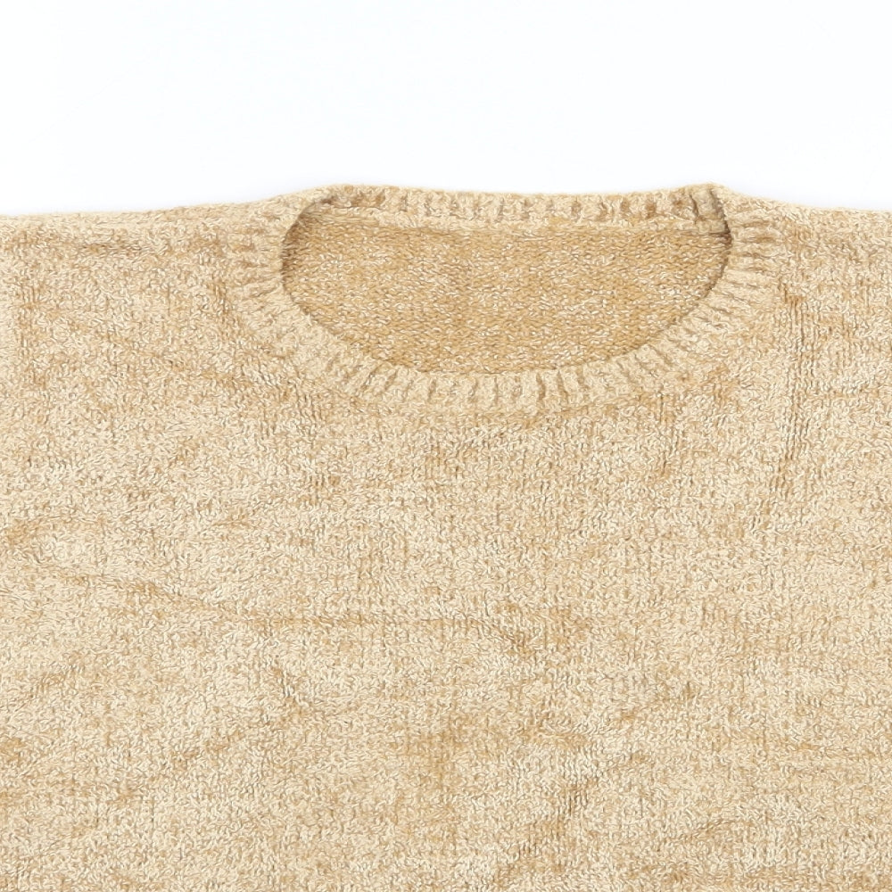 Marks and Spencer Womens Gold  Viscose Jersey T-Shirt Size 12 Crew Neck