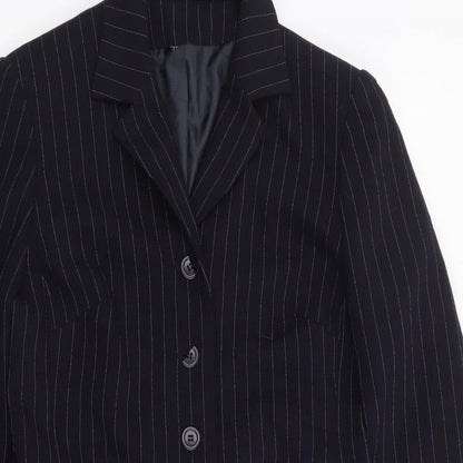 Anne Brooks Womens Blue Pinstripe Polyester Jacket Suit Jacket Size 10