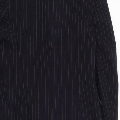 Anne Brooks Womens Blue Pinstripe Polyester Jacket Suit Jacket Size 10