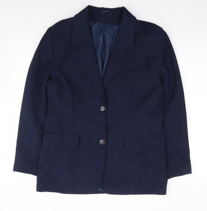 Classics Woman Womens Blue  Polyester Jacket Suit Jacket Size 12