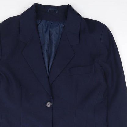 Classics Woman Womens Blue  Polyester Jacket Suit Jacket Size 12