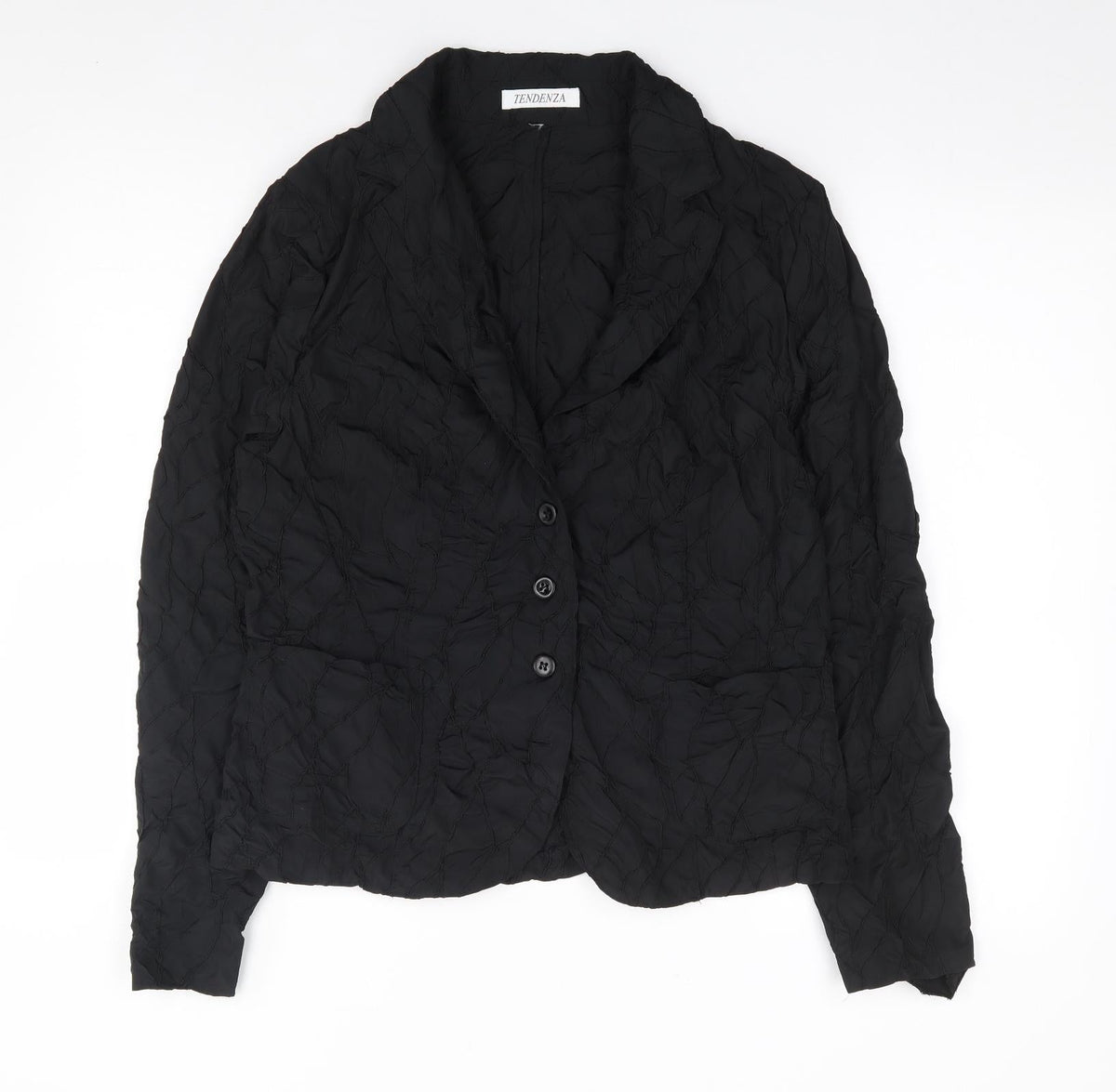 Tendenza Womens Black Geometric Polyester Jacket Suit Jacket Size S
