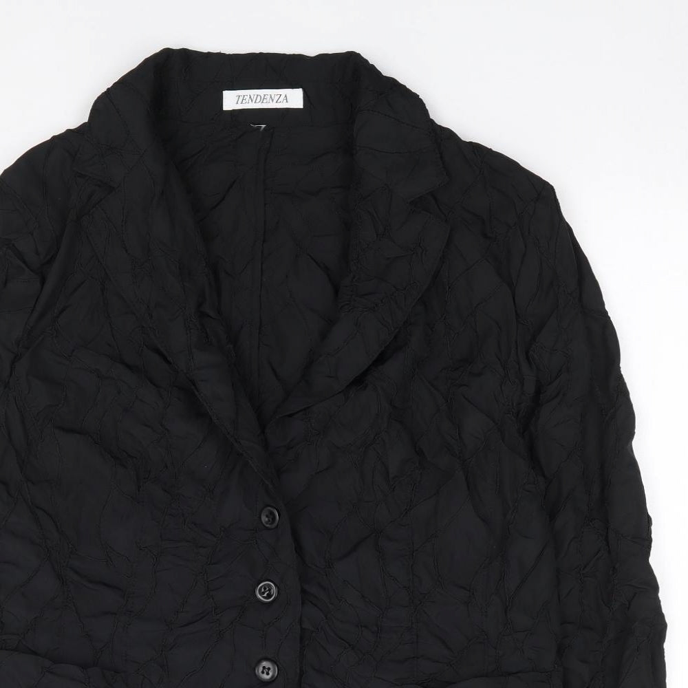 Tendenza Womens Black Geometric Polyester Jacket Suit Jacket Size S