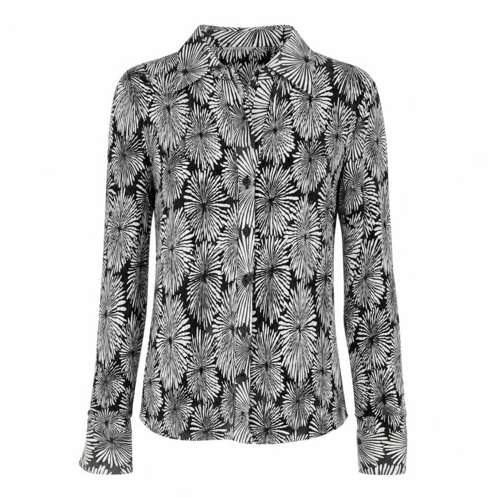 Marks & Spencer Womens Multicoloured Geometric Polyester Jersey Button-Up Size 8 Collared