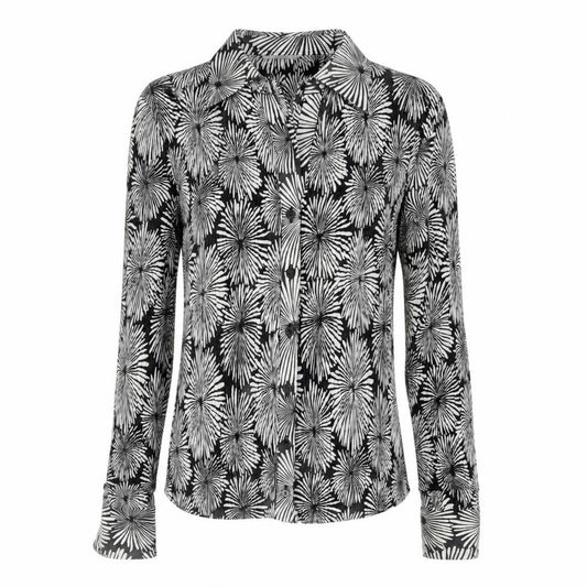 Marks and Spencer Womens Multicoloured Geometric Polyester Jersey Button-Up Size 8 Collared