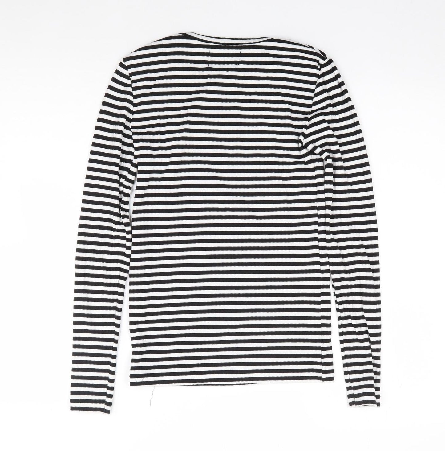 Pieces Womens Multicoloured Striped Polyester Jersey T-Shirt Size XS Round Neck