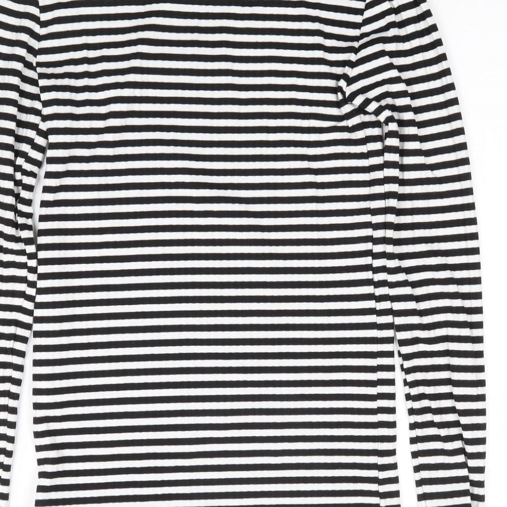 Pieces Womens Multicoloured Striped Polyester Jersey T-Shirt Size XS Round Neck