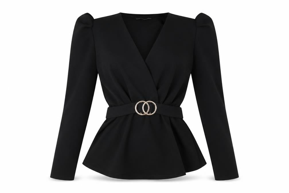 Passion LyLy Womens Black  Viscose Jersey Blouse Size S Boat Neck