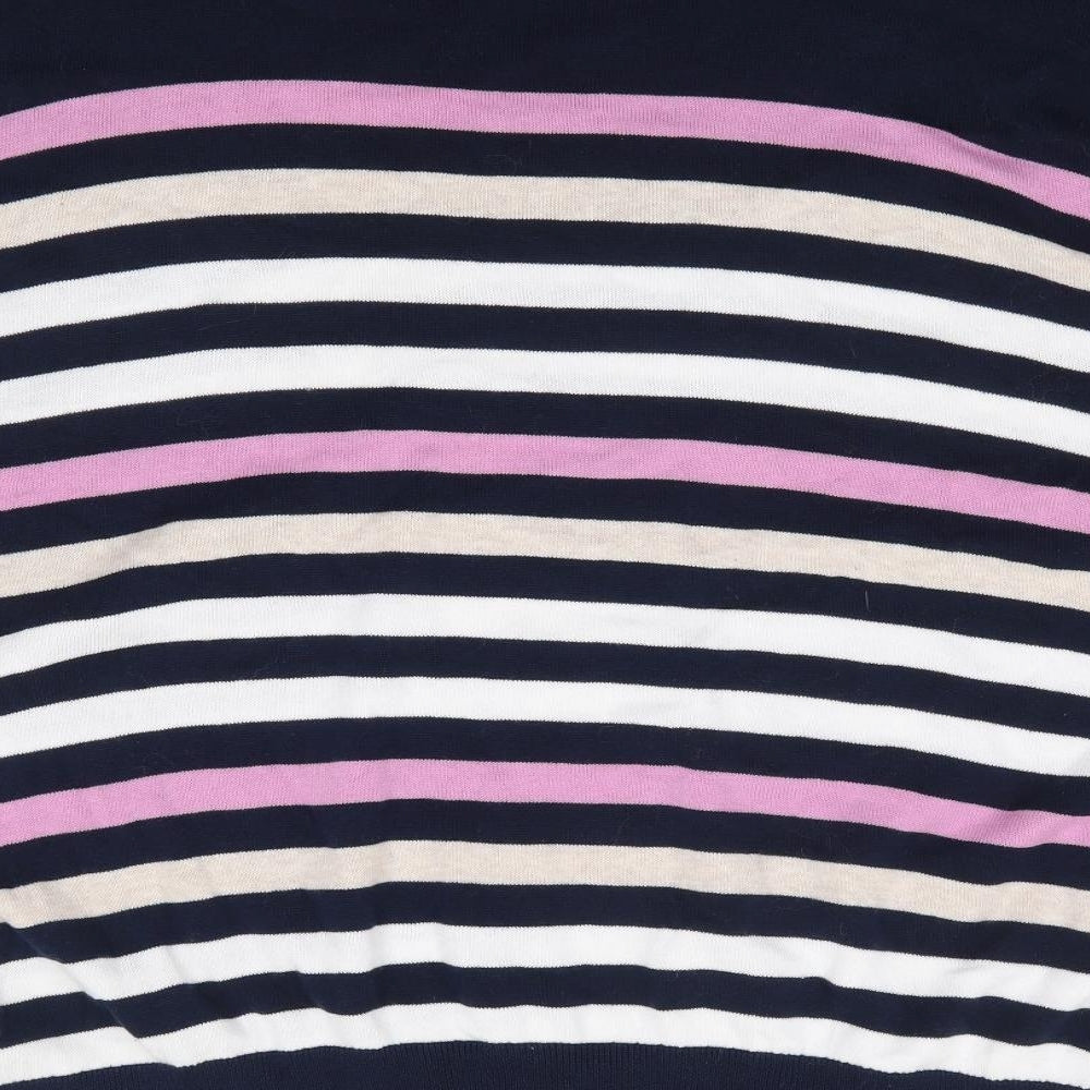 Marks and Spencer Womens Multicoloured Round Neck Striped 100% Cotton Pullover Jumper Size XL