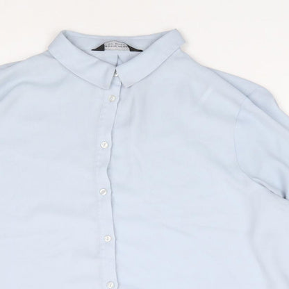 Dorothy Perkins Womens Blue  Polyester Jersey Button-Up Size 14 Collared