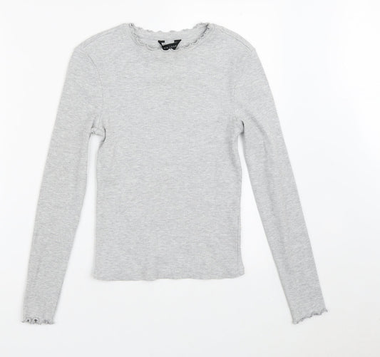 New Look Womens Grey Crew Neck  Cotton Pullover Jumper Size 8