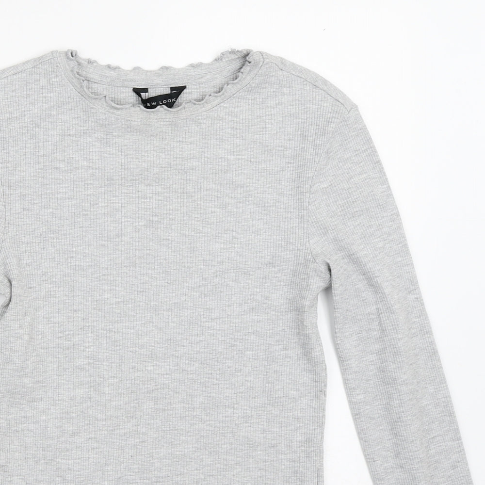 New Look Womens Grey Crew Neck  Cotton Pullover Jumper Size 8