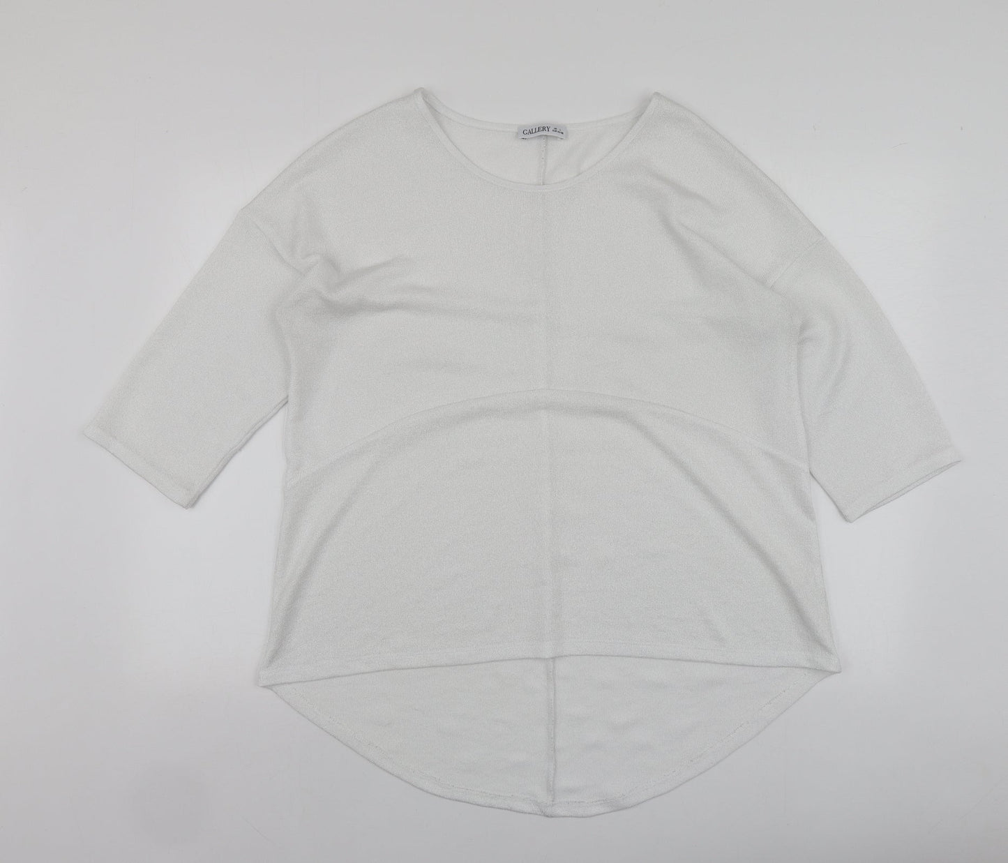 Gallery Womens White  Polyester Basic Blouse Size L Round Neck