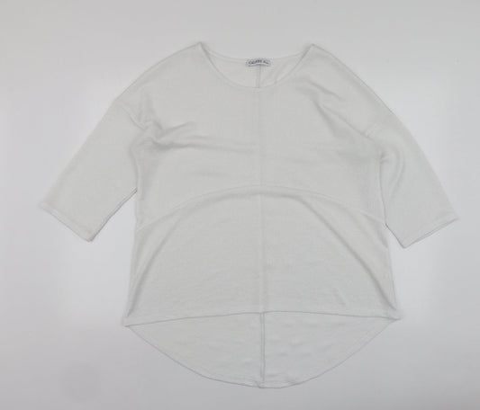 Gallery Womens White  Polyester Basic Blouse Size L Round Neck