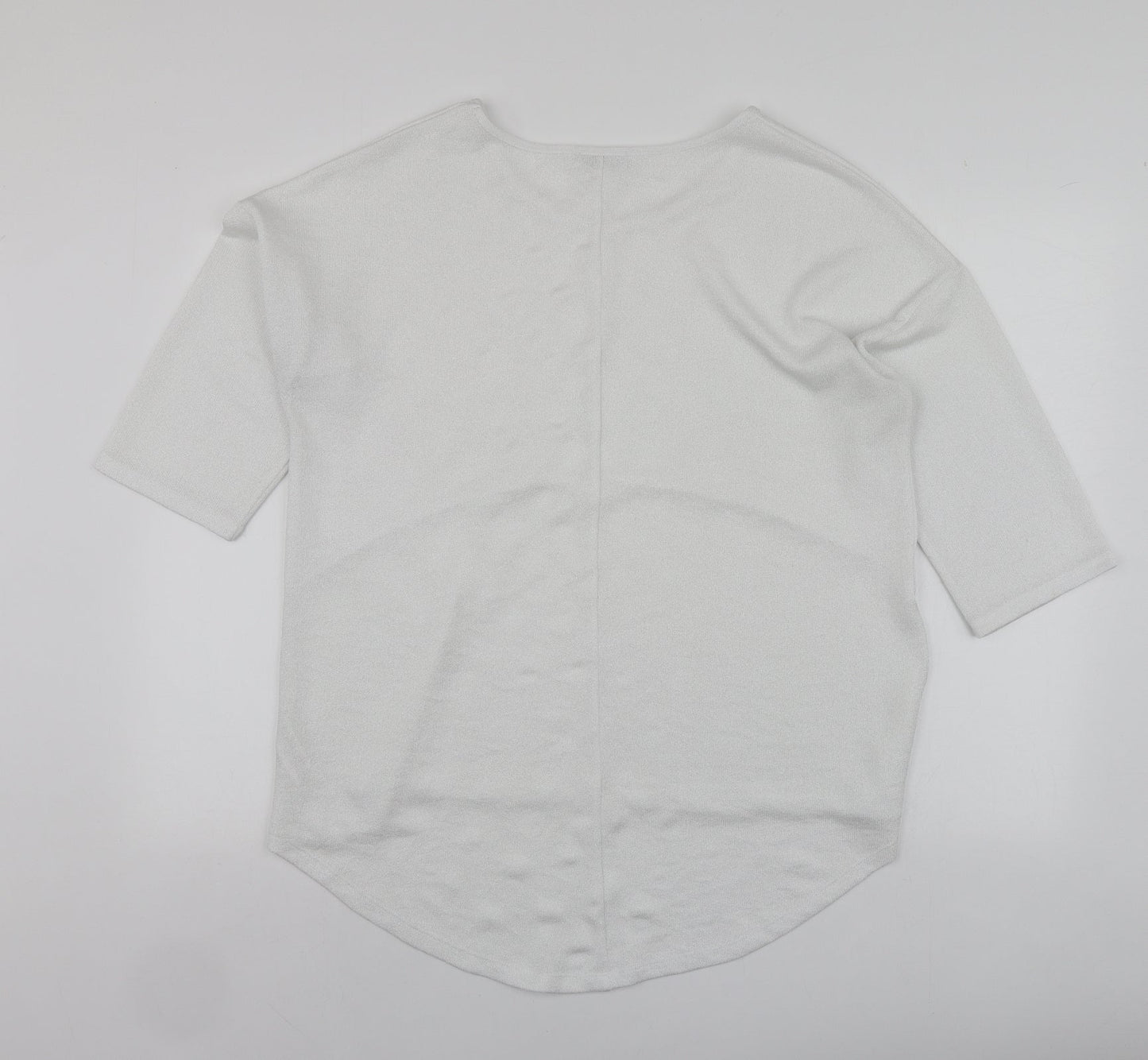 Gallery Womens White  Polyester Basic Blouse Size L Round Neck