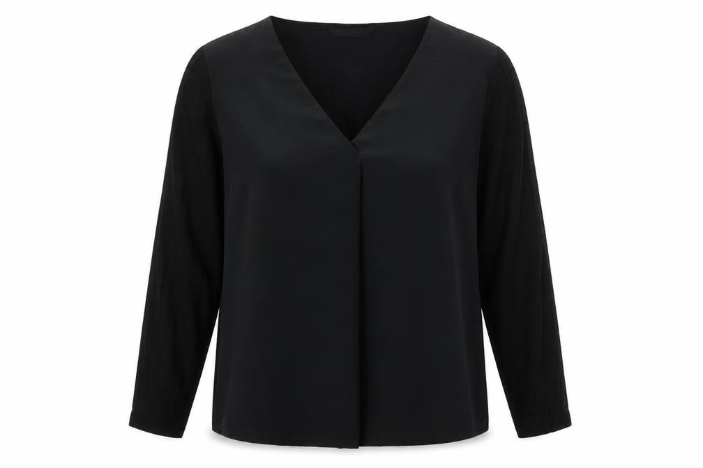 Dunnes Stores Womens Black  Viscose Basic Blouse Size L V-Neck