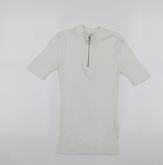 Savida Womens White High Neck  Acrylic Pullover Jumper Size 6