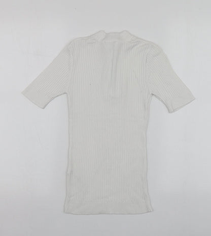Savida Womens White High Neck  Acrylic Pullover Jumper Size 6