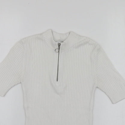 Savida Womens White High Neck  Acrylic Pullover Jumper Size 6