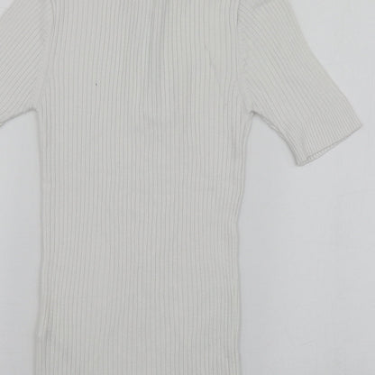 Savida Womens White High Neck  Acrylic Pullover Jumper Size 6