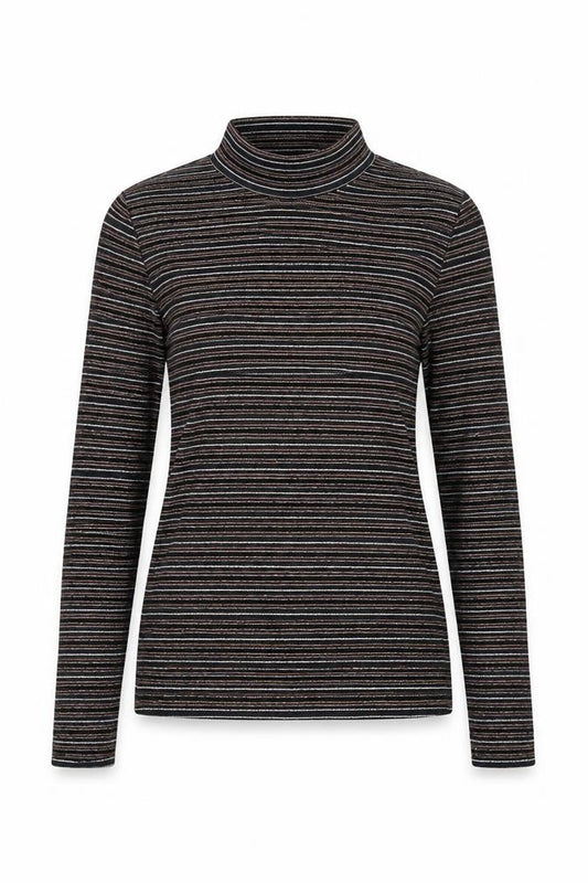 NEXT Womens Multicoloured Striped Polyester Basic T-Shirt Size 6 High Neck
