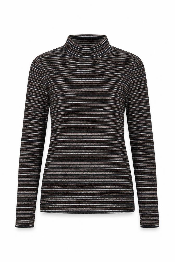 NEXT Womens Multicoloured Striped Polyester Basic T-Shirt Size 6 High Neck