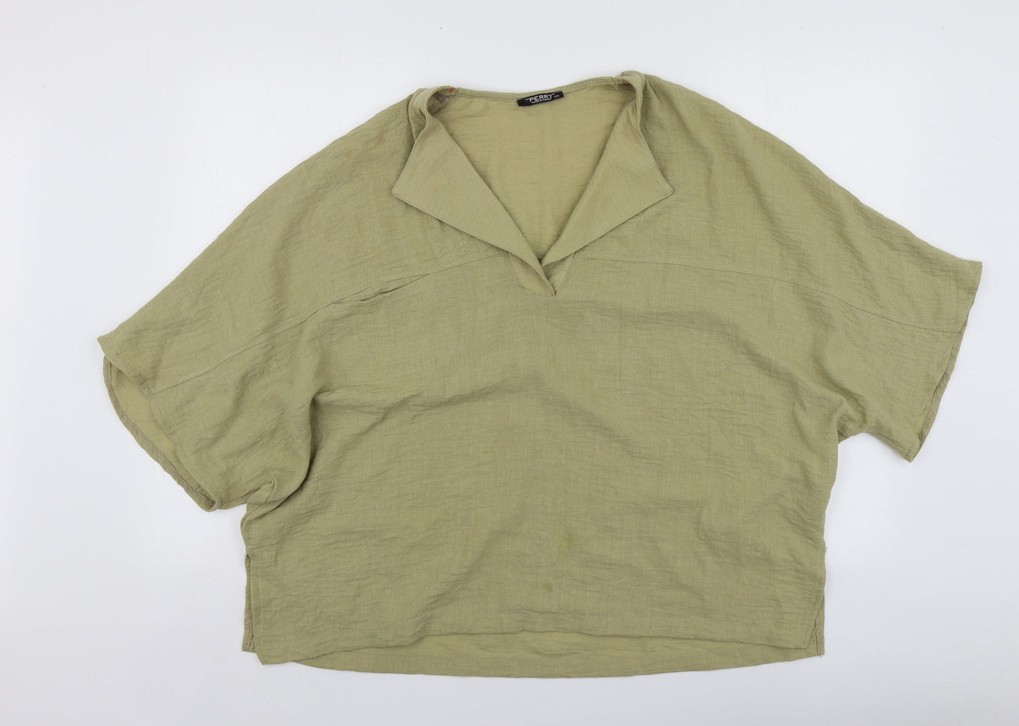 Perry Womens Green  Viscose Basic Blouse One Size V-Neck