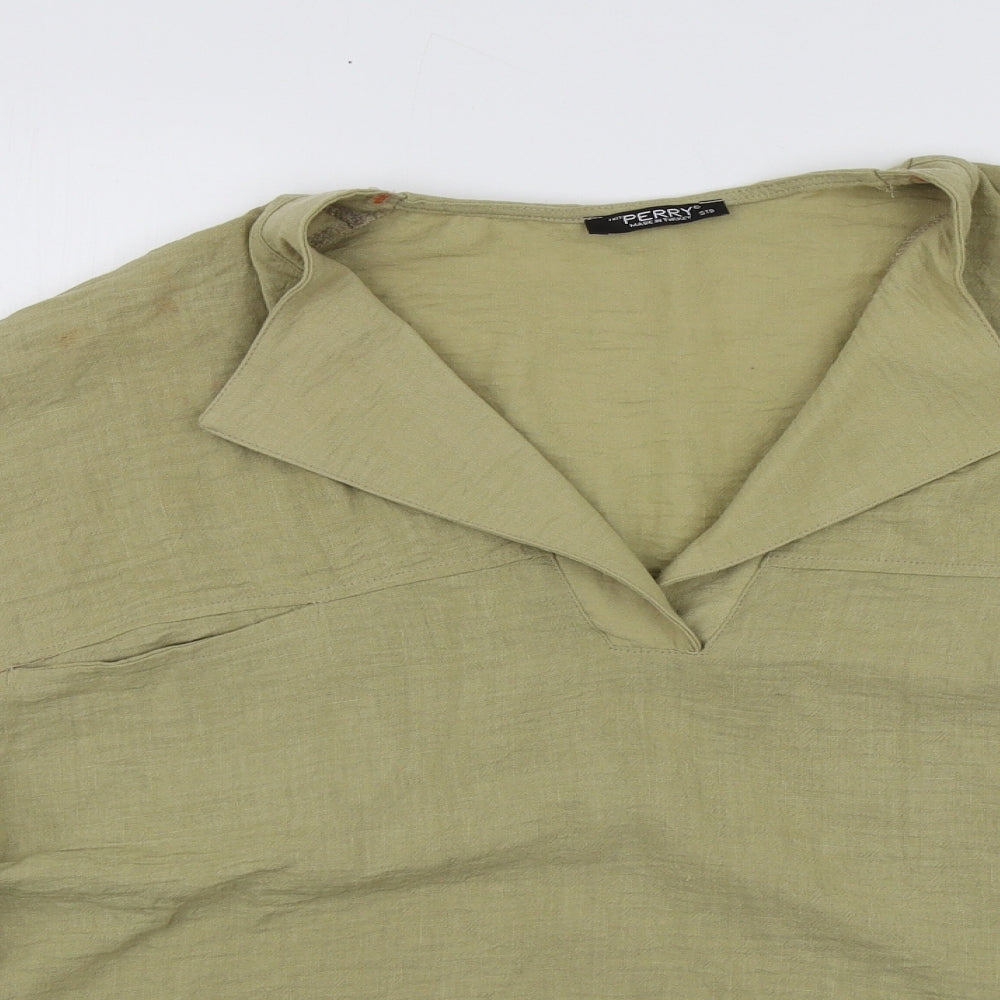 Perry Womens Green  Viscose Basic Blouse One Size V-Neck