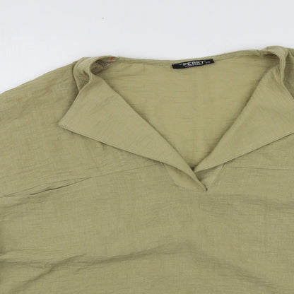 Perry Womens Green  Viscose Basic Blouse One Size V-Neck