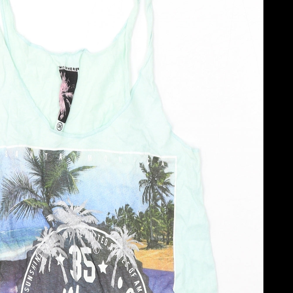 Atmosphere Womens Blue  Cotton Basic Tank Size 8 Round Neck