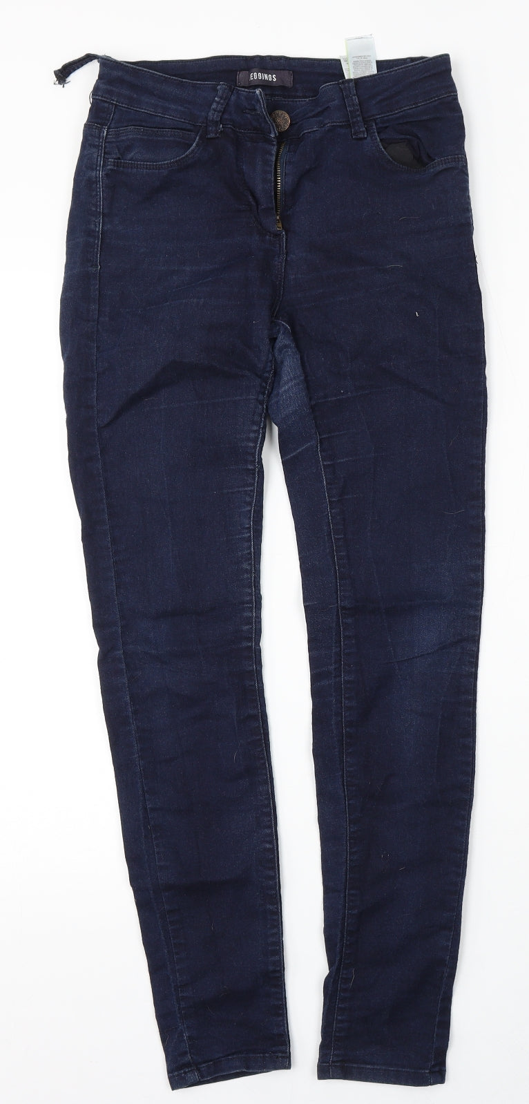 Marks and Spencer Womens Blue  Cotton Skinny Jeans Size 8 L29 in Regular Button