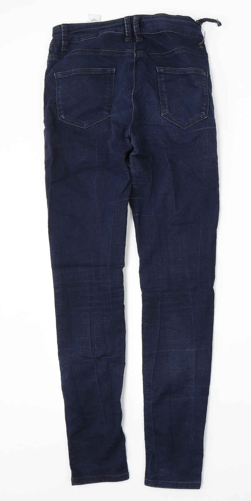 Marks and Spencer Womens Blue  Cotton Skinny Jeans Size 8 L29 in Regular Button