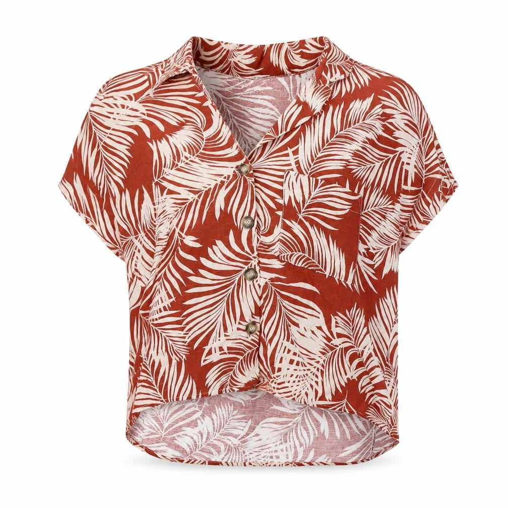 Primark Womens Red Floral Viscose Basic Blouse Size 6 Collared